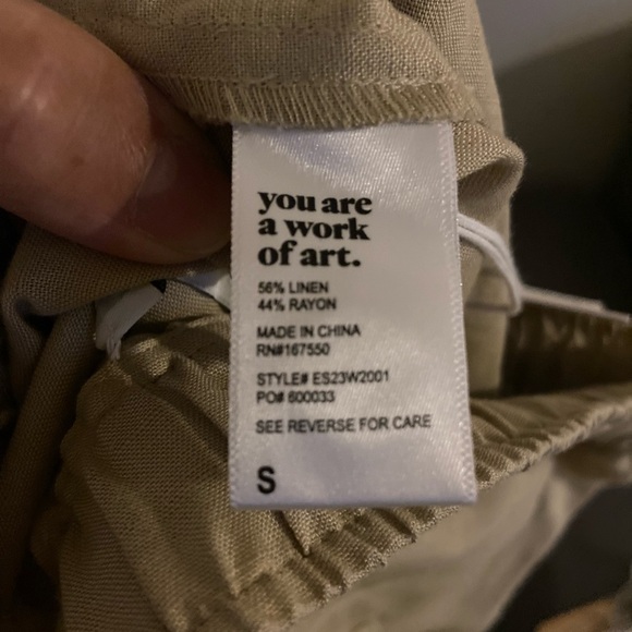 Darling, journey easy pant tan Linen Beige Cream barrel wide leg pull on S NWT - Picture 6 of 16